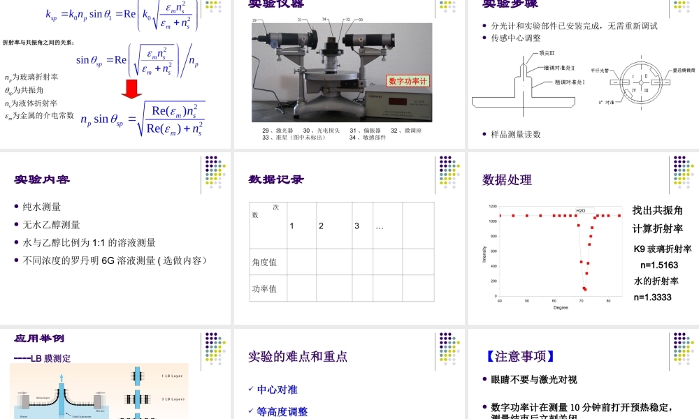 表面等离激元共振实验.ppt
