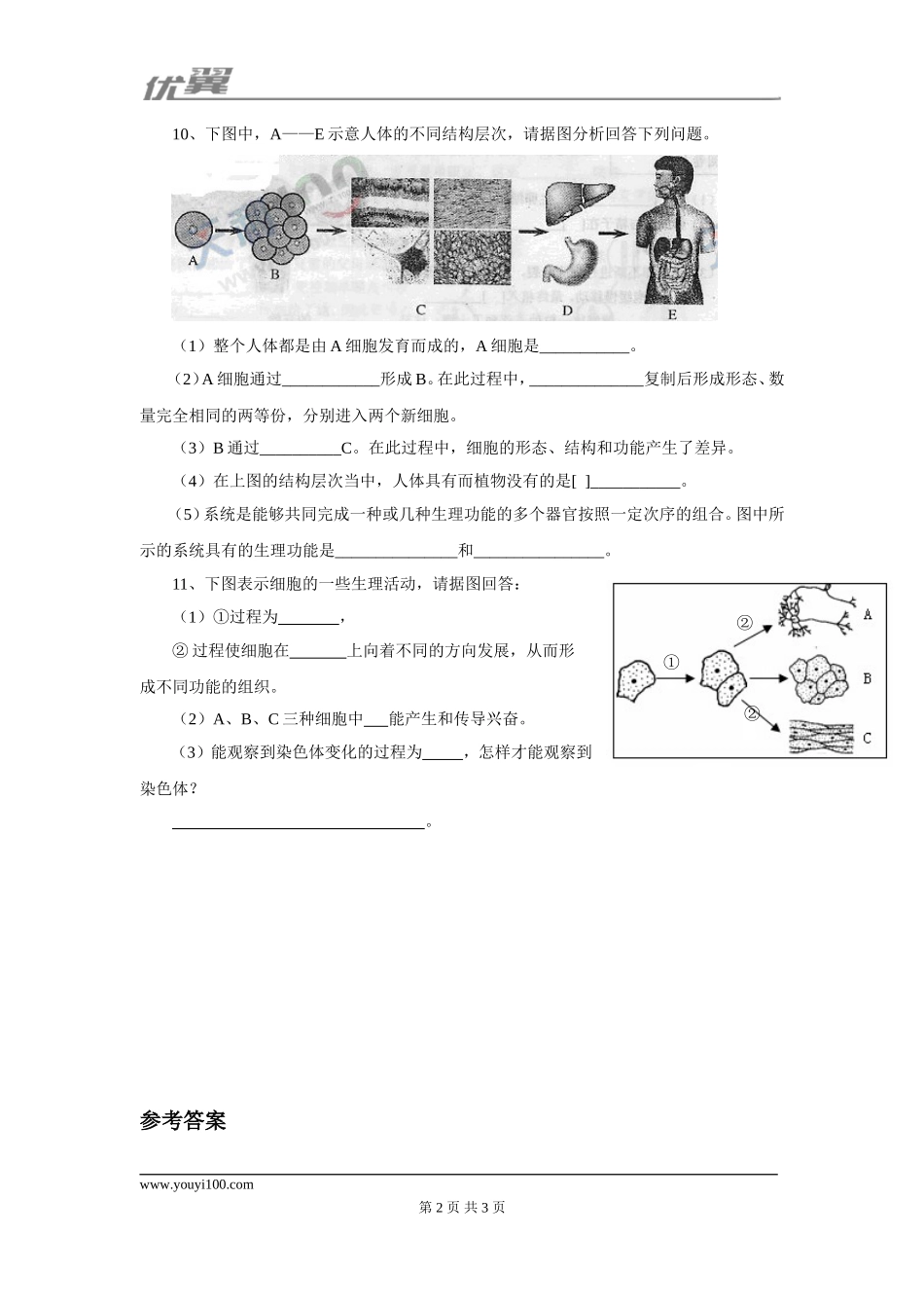 第二节 动物体的结构层次课堂训练.doc_第2页