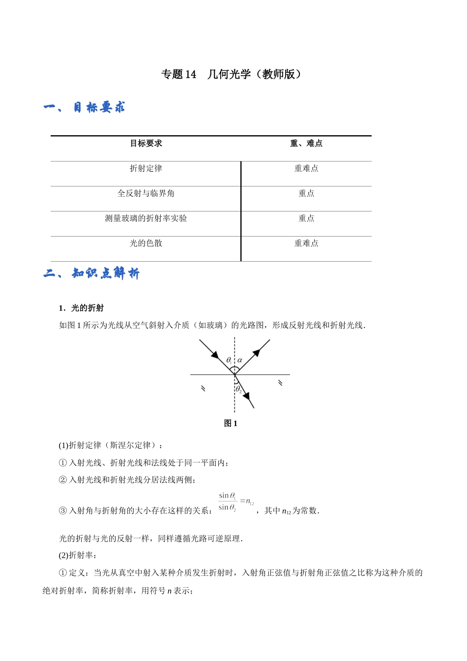 专题14几何光学——教师版.docx_第1页