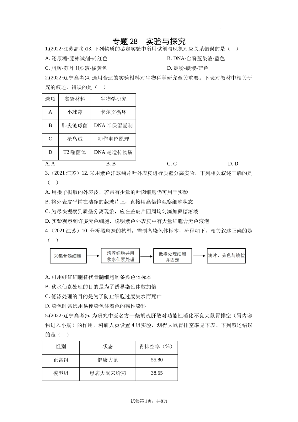 专题28 实验与探究 （原卷版） .docx_第1页