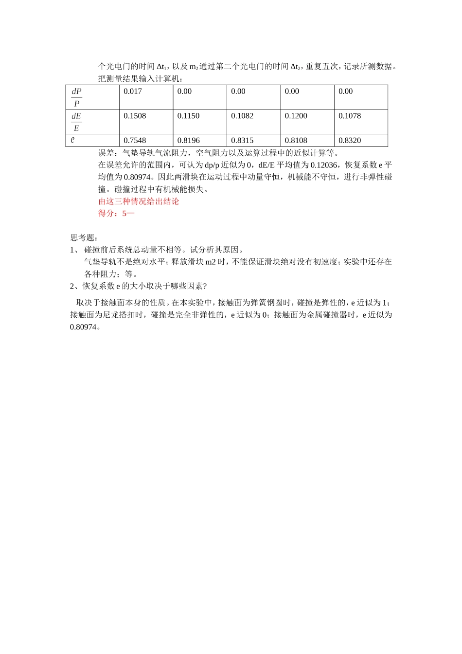 批改过的实验报告 动量守恒.doc_第2页