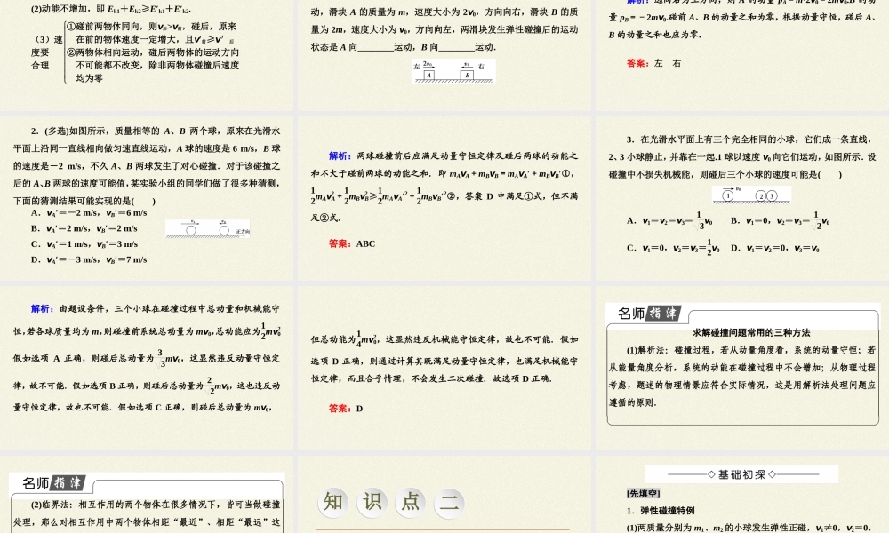 期末测试卷1.5 弹性碰撞与非弹性碰撞（46张PPT）.pptx