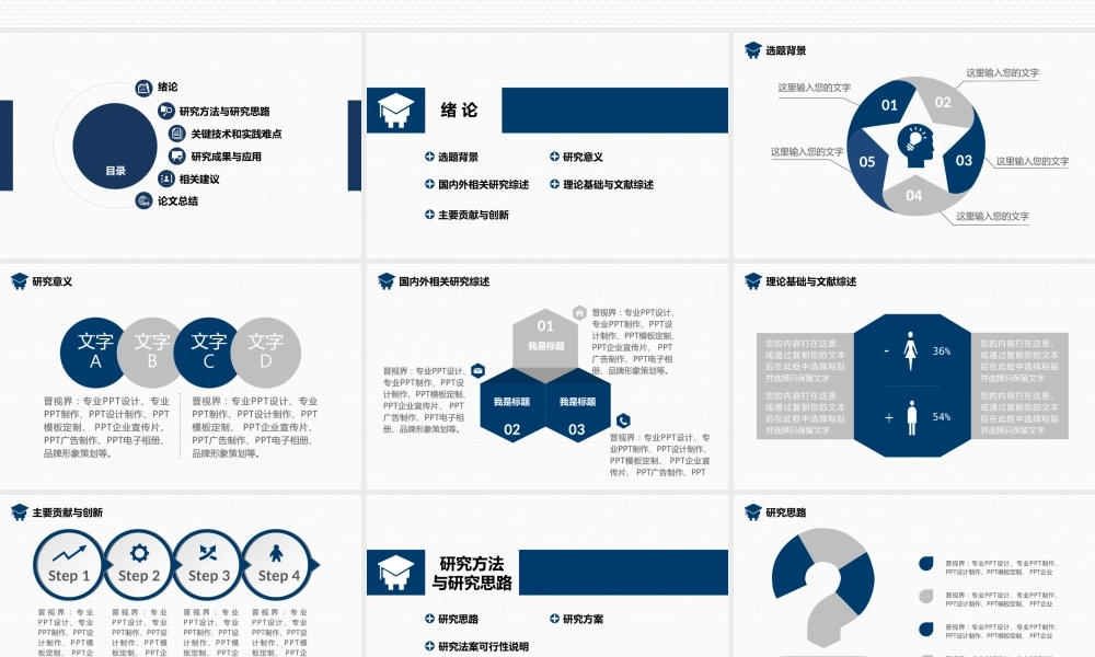 框架完整蓝色严谨大气学术风格毕业答辩论文PPT模板(1).ppt