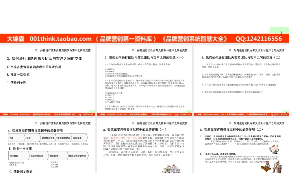 002麦肯锡内部培训如何进行团队内部及团队与客户之间的交流.ppt