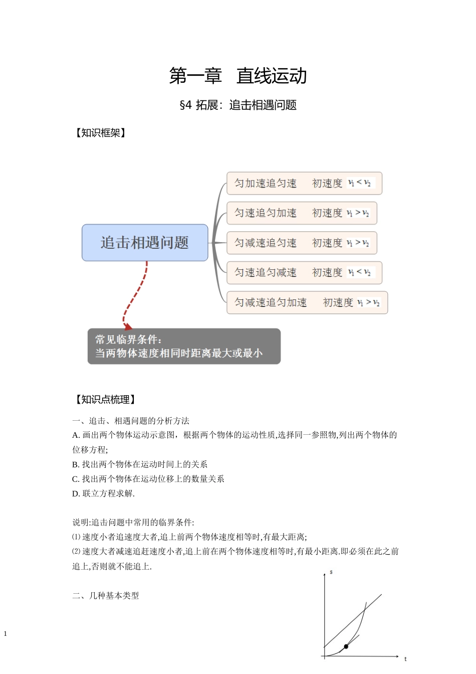 04 匀加速直线运动 追击相遇问题 （学生版）.docx_第1页