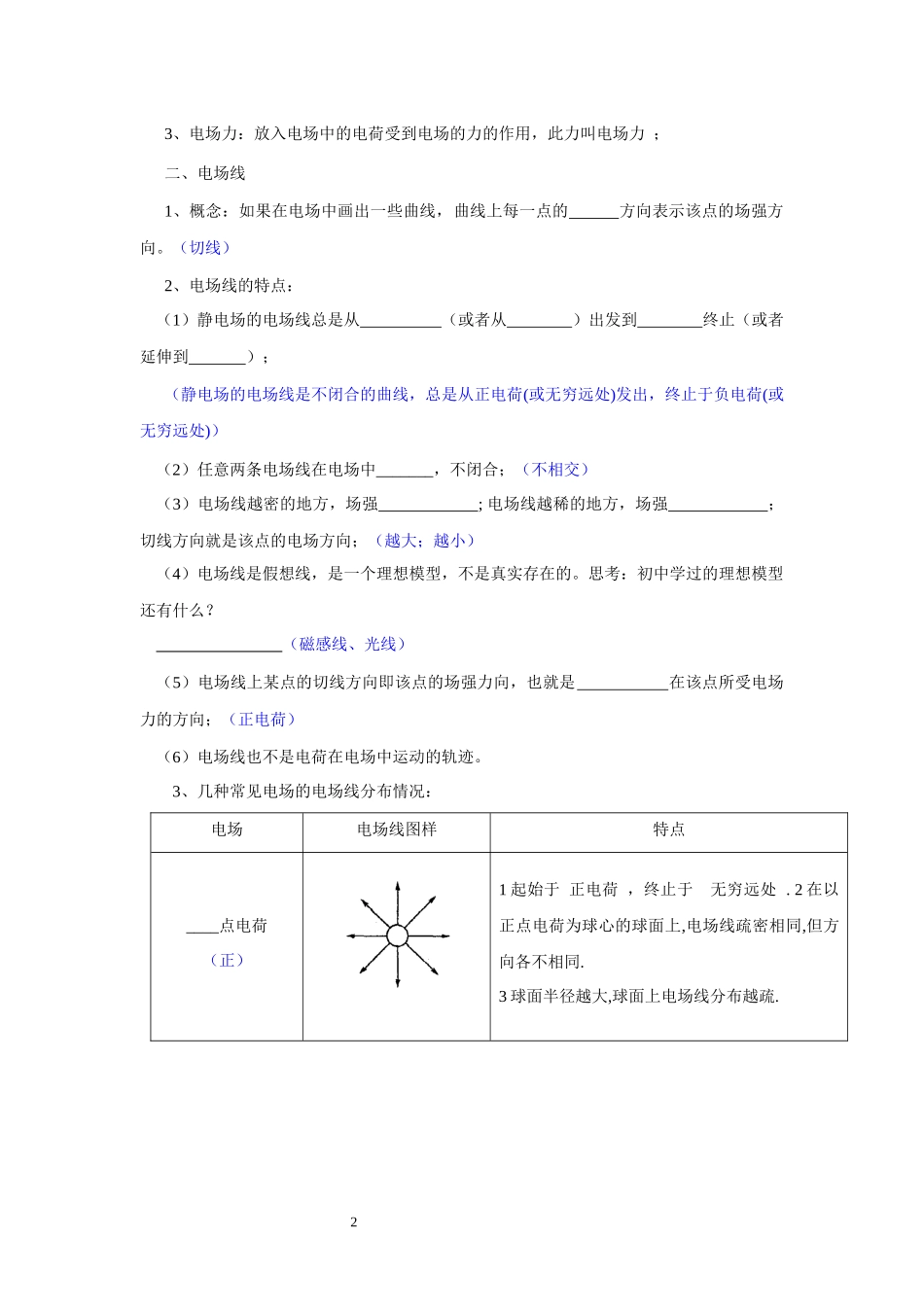 03电场、电场强度、电场-教师版.docx_第2页