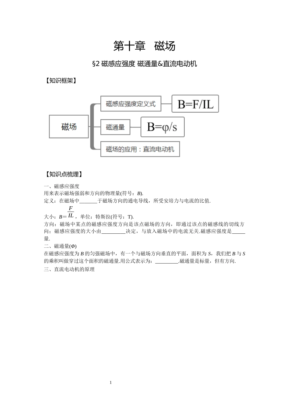 15磁感应强度 磁通量 直流电动机-学生版.docx_第1页