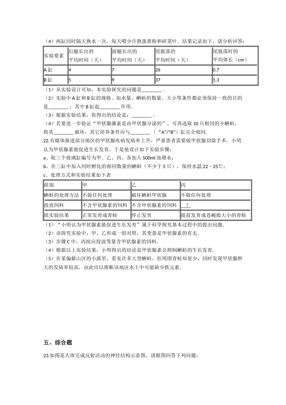 06.第六章-人体生命活动的调节-章节复习练习（含答案）.docx_第3页