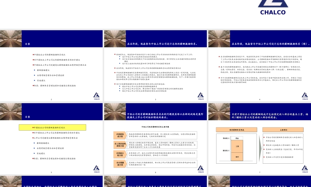 185埃森哲－关于中国铝业上市公司总体薪酬激励体系设计的初步建议.ppt