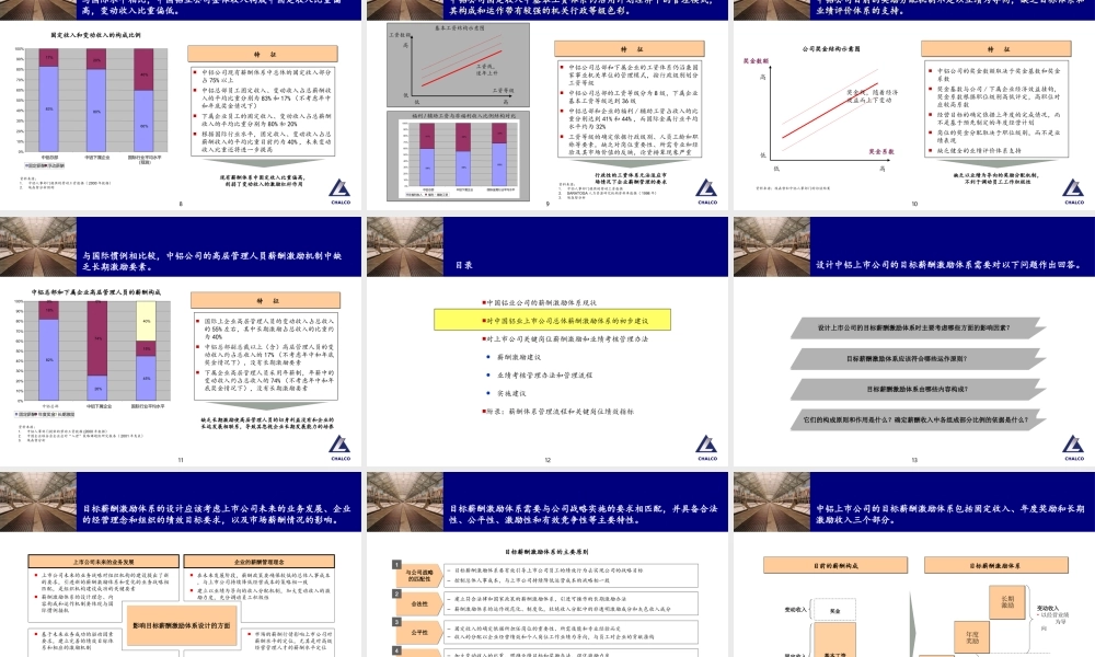 185埃森哲－关于中国铝业上市公司总体薪酬激励体系设计的初步建议.ppt
