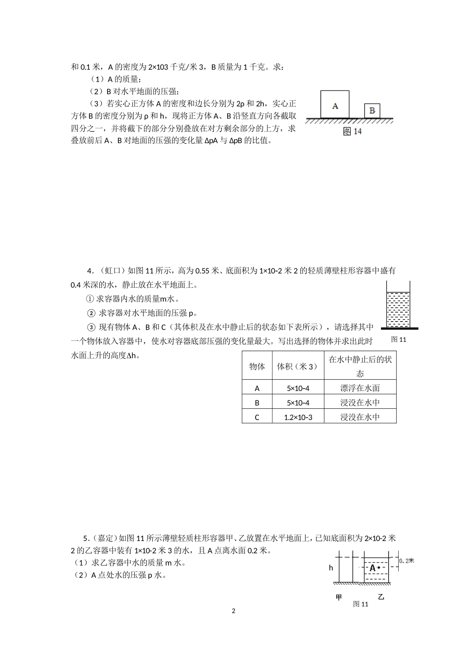 2016一模压强计算汇编B（学生版）.doc_第2页