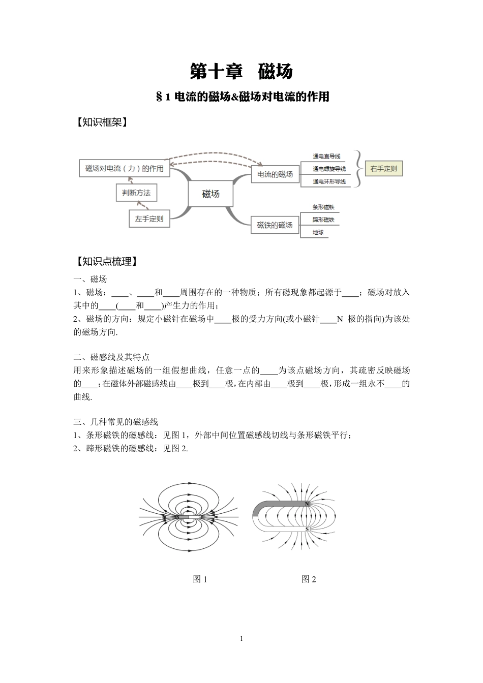 14电流的磁场 左手定则-学生版.pdf_第1页