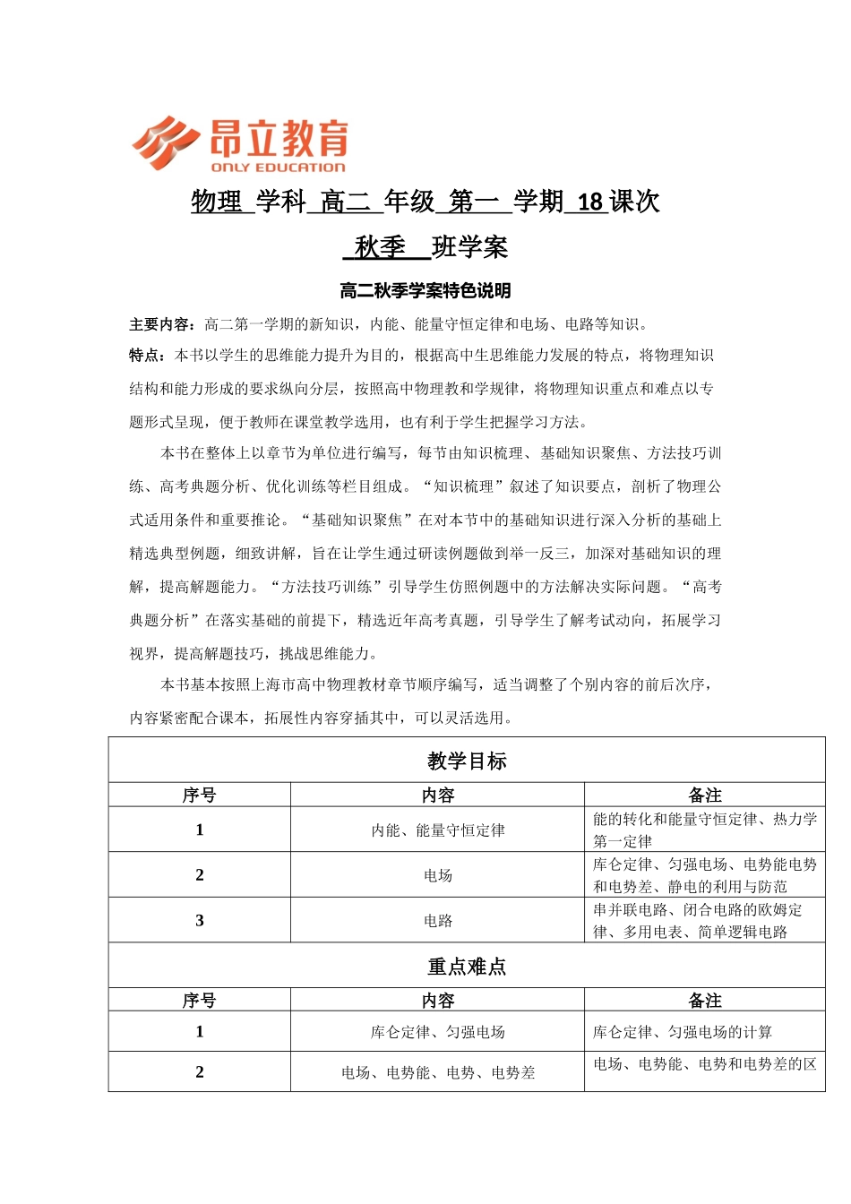 2016 高二 物理秋季-学案重难点.docx_第1页