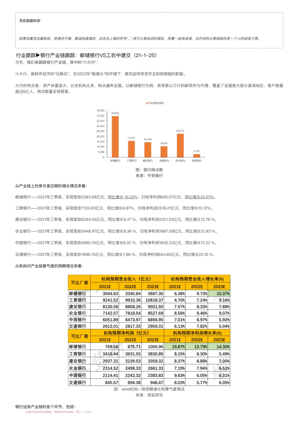 20220125-行业跟踪▶银行产业链跟踪：邮储银行VS工农中建交（21-1-25）【优选课程网www.youxuan68.com】.pdf_第1页