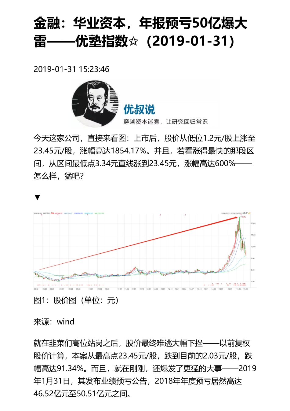 20190131A股 金融：华业资本年报预亏50亿爆大雷（拼课会员免费添加微信：1318827120）【优选课程网www.youxuan68.com】.pdf_第1页