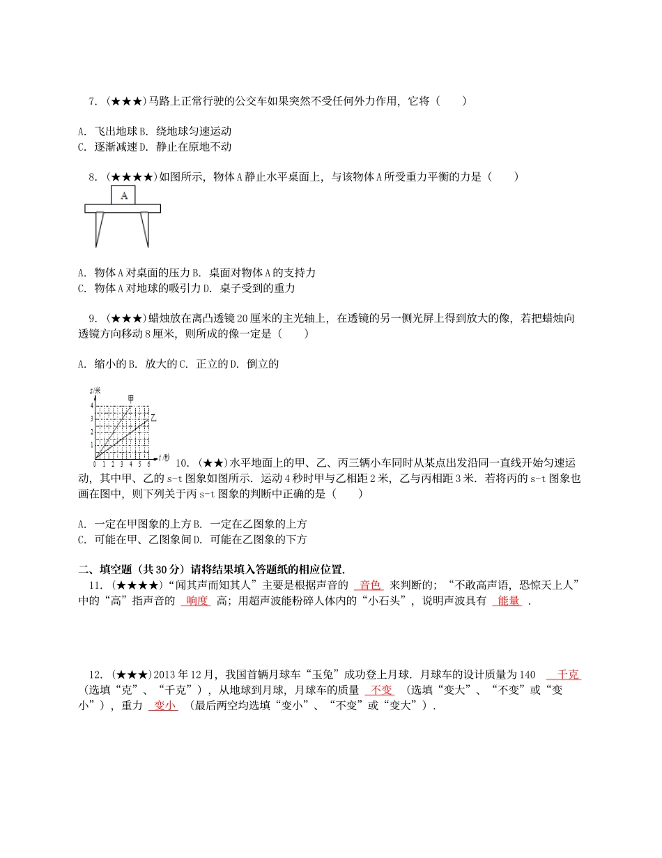2014-2015学年上海市黄浦区八年级(上)期末物理试卷.doc_第2页