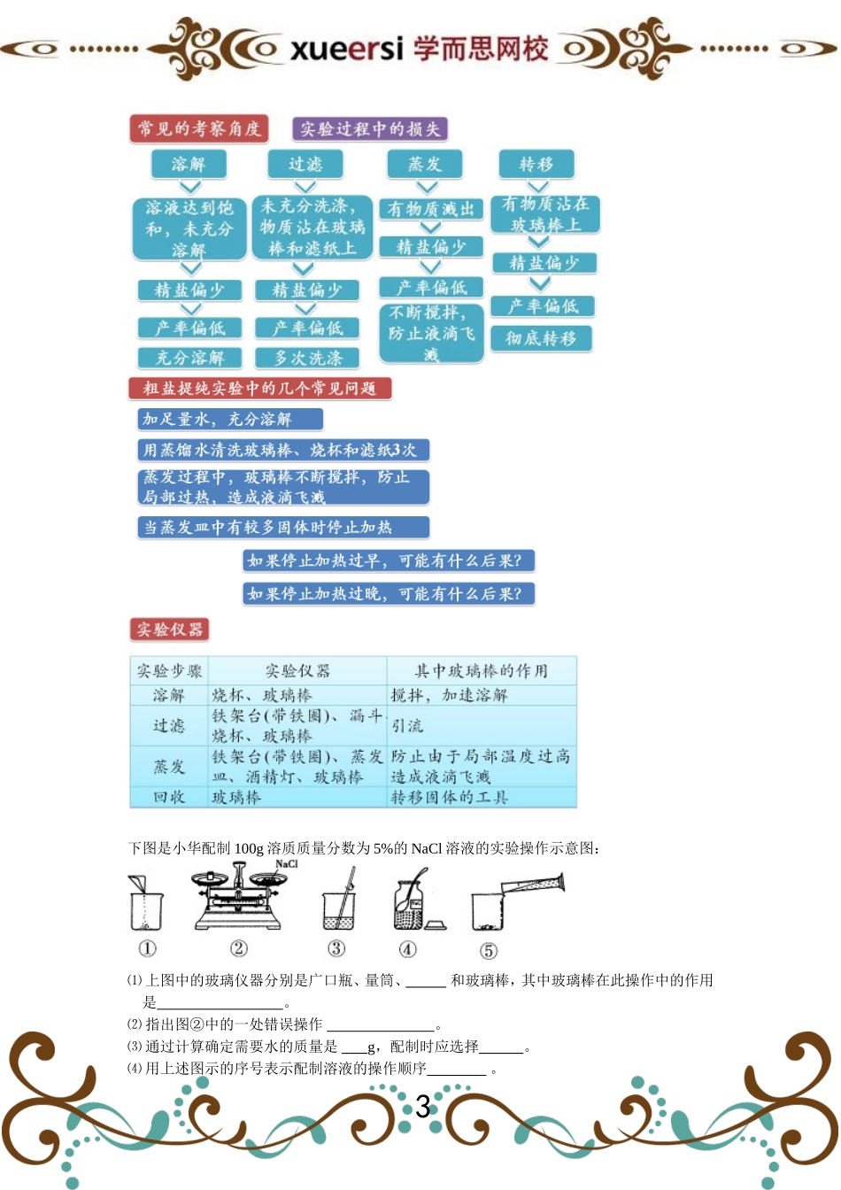 第4讲 溶液的配置及粗盐的提纯实验.doc_第3页
