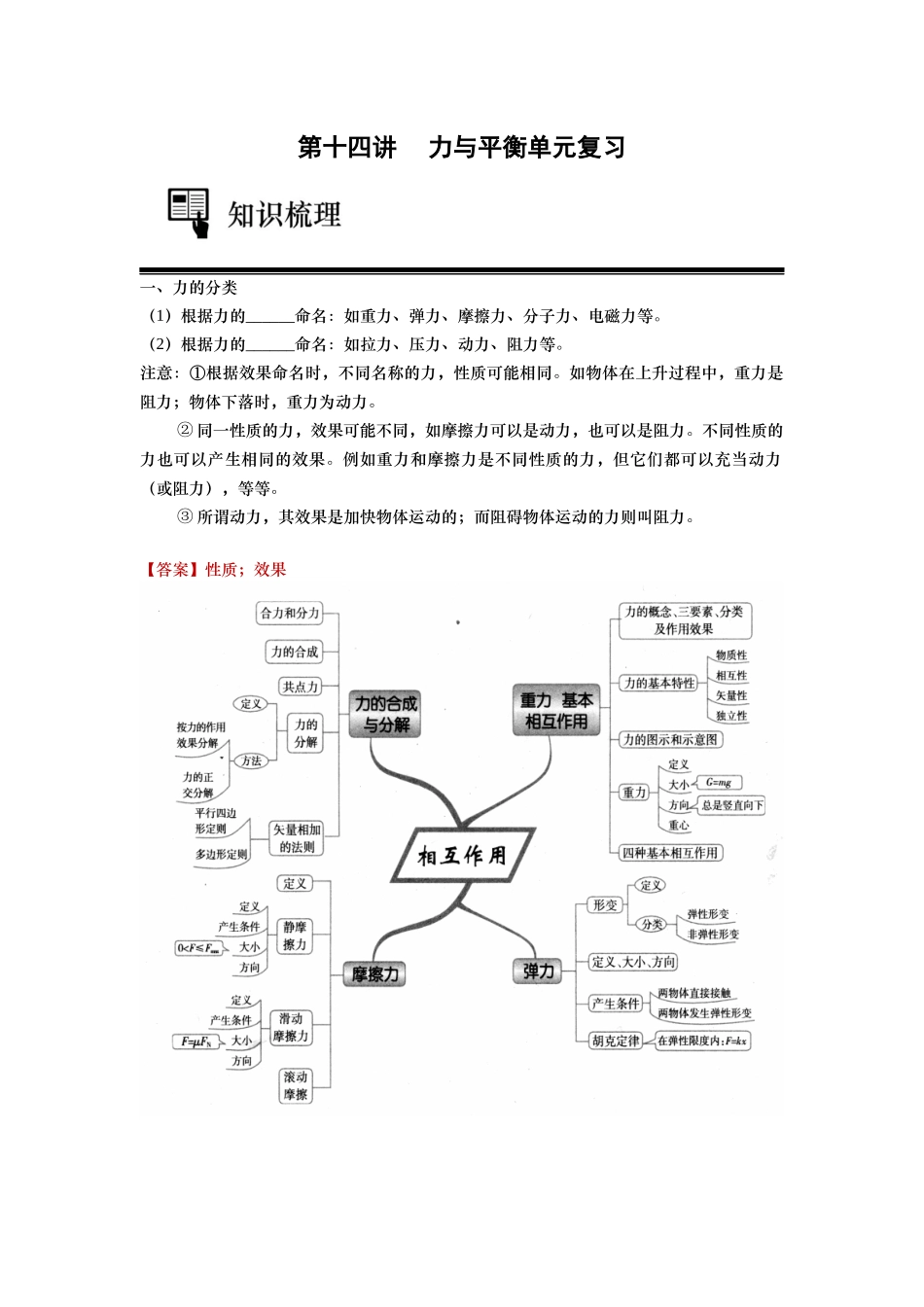 第14讲 力与平衡单元复习-教师版.docx_第1页