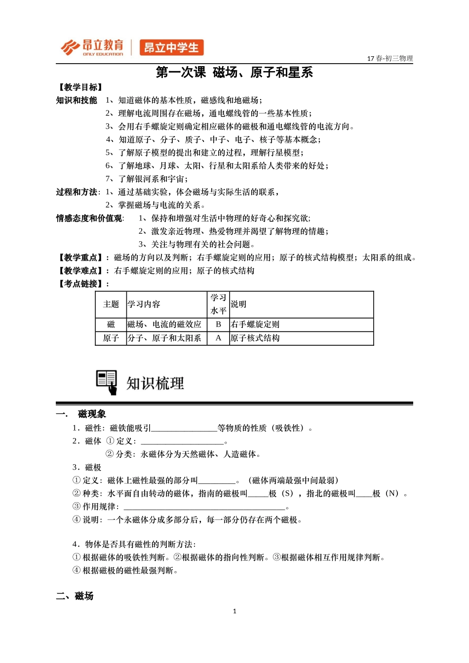 第一讲 磁场、原子、星系(1).docx_第1页