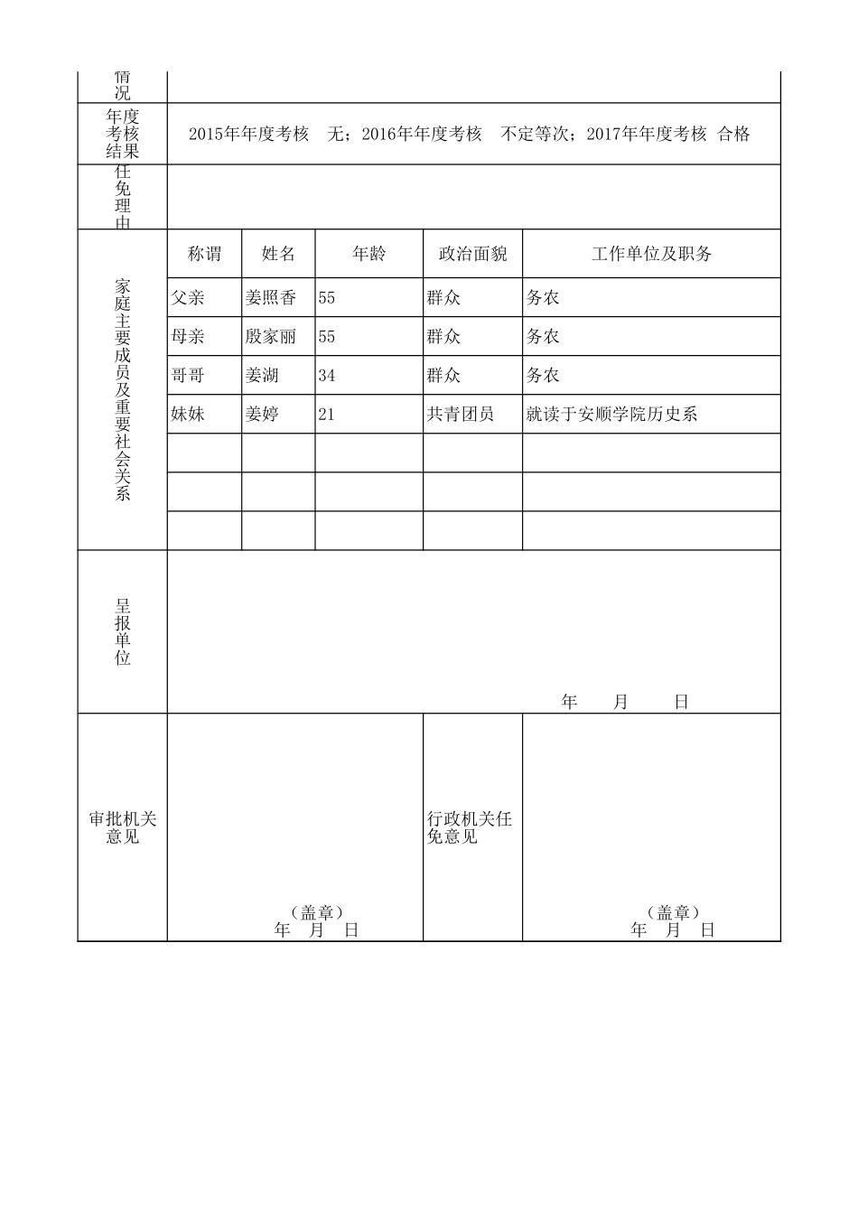 干部任免审批表（姜小兰）.xls_第2页