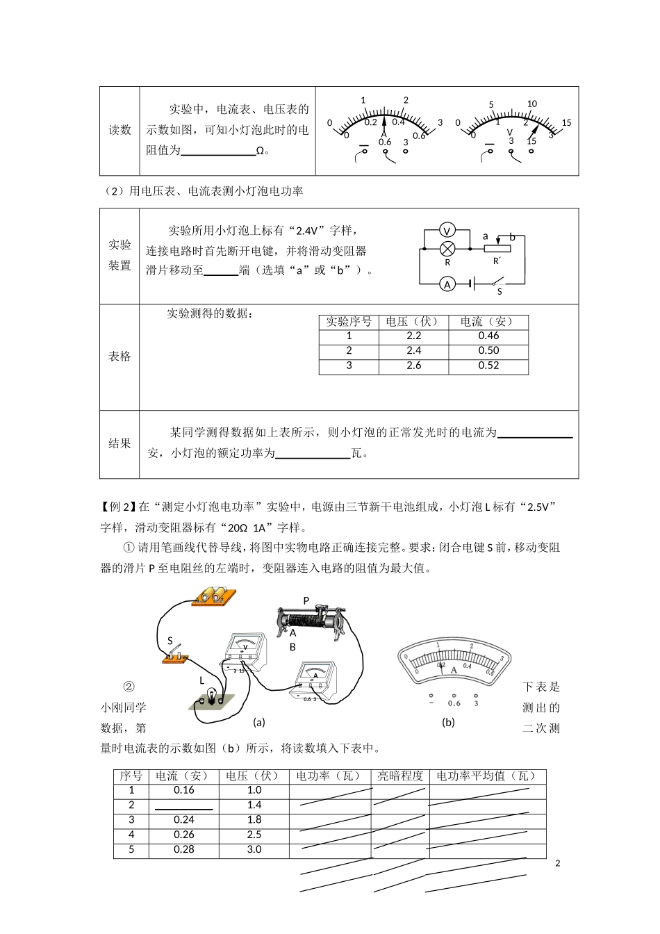 二模复习——小灯泡电功率实验学生版.doc_第2页
