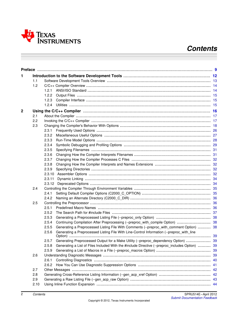 TMS320C28x Optimizing CC++ Compiler v6.1 User's Guide (1).pdf_第2页