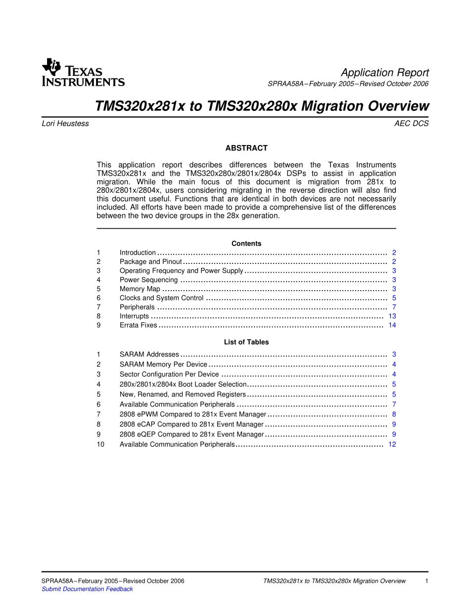 TMS320x281x to TMS320x280x 2801x 2804x Migration Overview (1).pdf_第1页