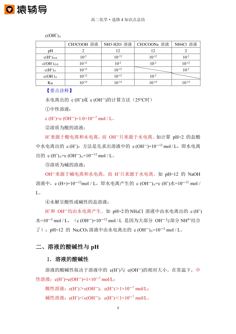 第七讲 【水溶液中水的电离与pH】知识点总结 (1).pdf_第3页