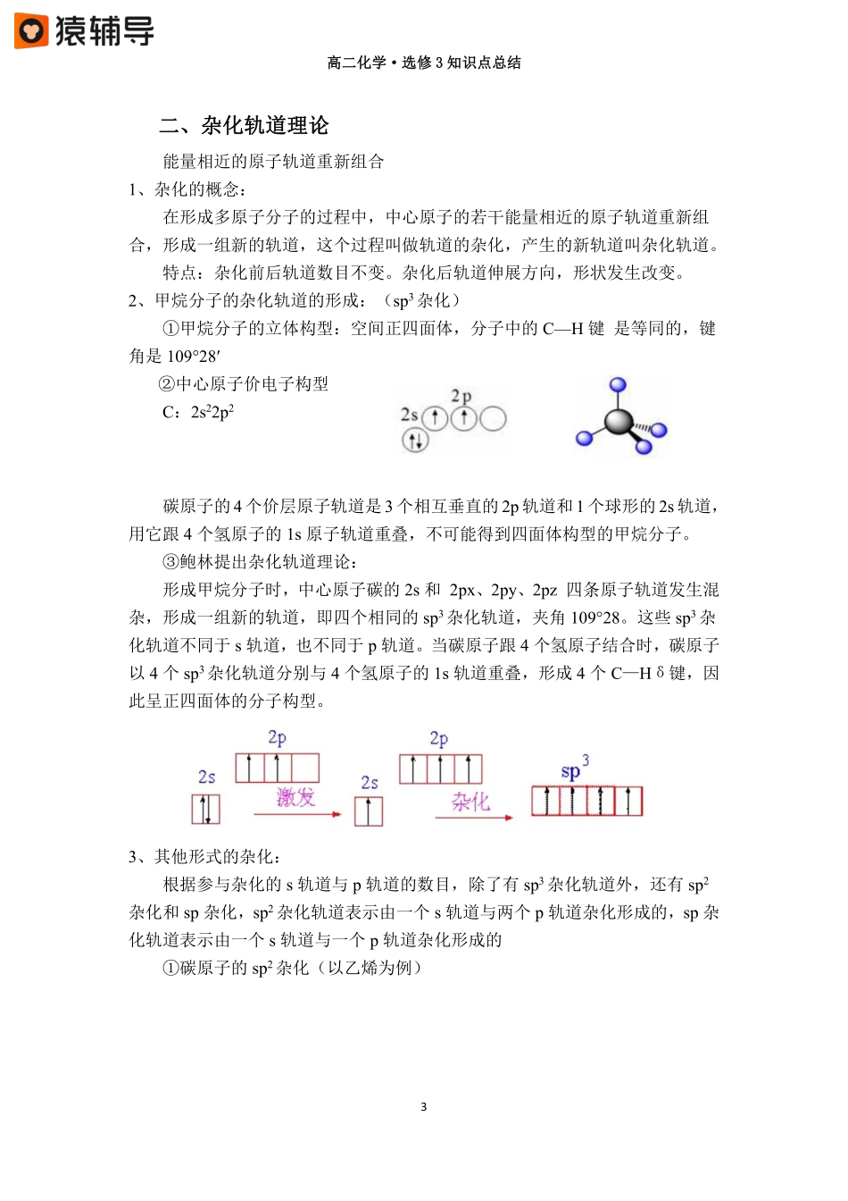 第四讲【杂化轨道理论的VSEPR模型】知识点总结 .pdf_第3页