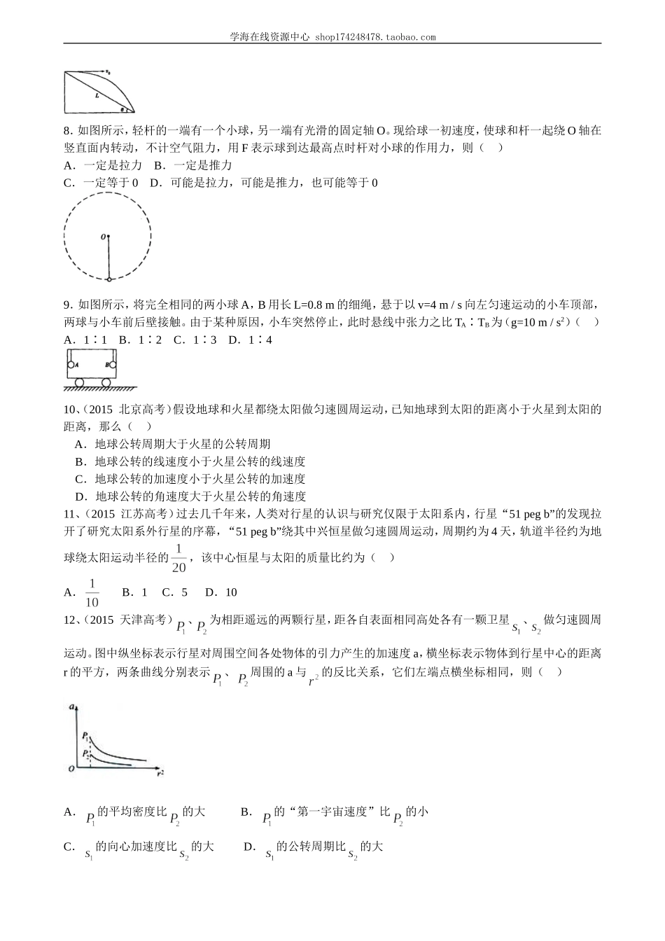 巩固练习曲线运动、万有引力综合复习基础.doc_第2页