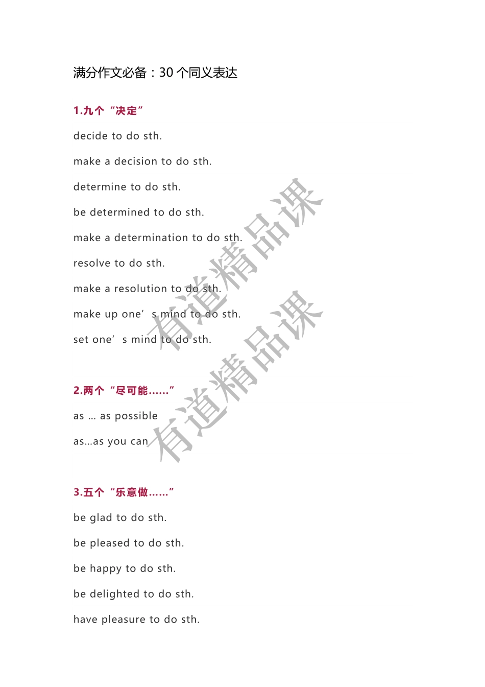 满分作文必备：30 个同义表达.pdf_第1页