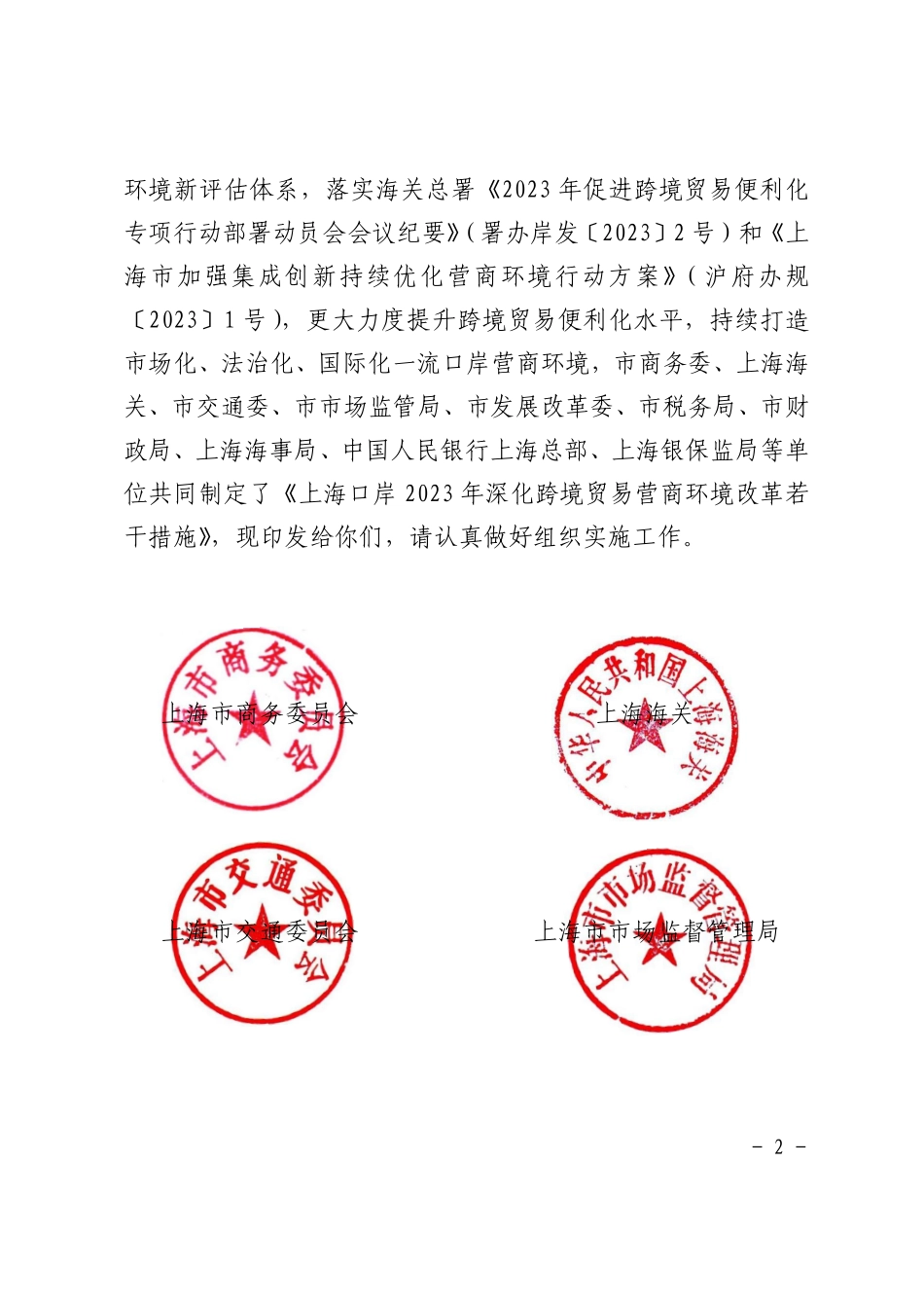 市商务委印发《上海口岸2023年深化跨境贸易营商环境改革若干措施》(1).pdf_第2页
