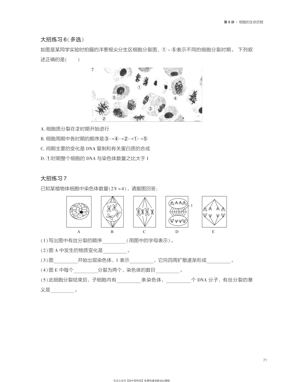 题型精练 第8讲 细胞的生命历程(1).pdf_第3页