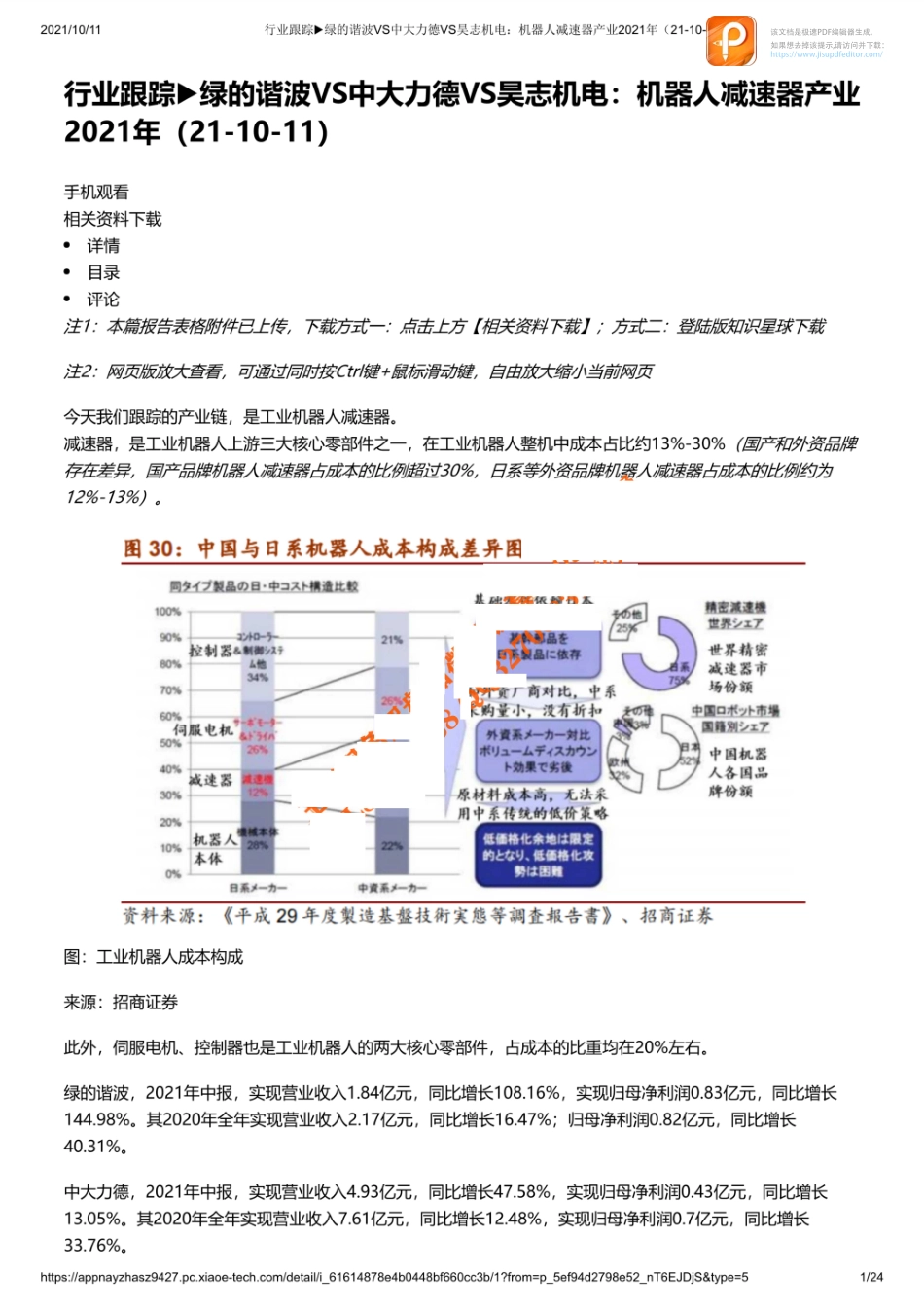行业跟踪▶绿的谐波VS中大力德VS昊志机电：机器人减速器产业2021年（21-10-11）_1_1【优选课程网www.youxuan68.com】.pdf_第1页
