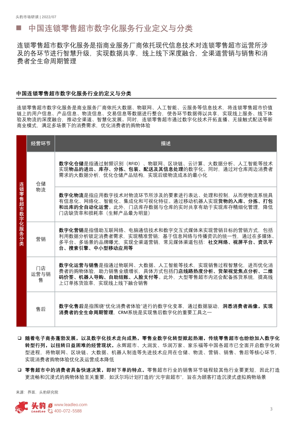 头豹：2022年中国连锁零售超市数字化服务行业概览（精简版）.pdf_第3页