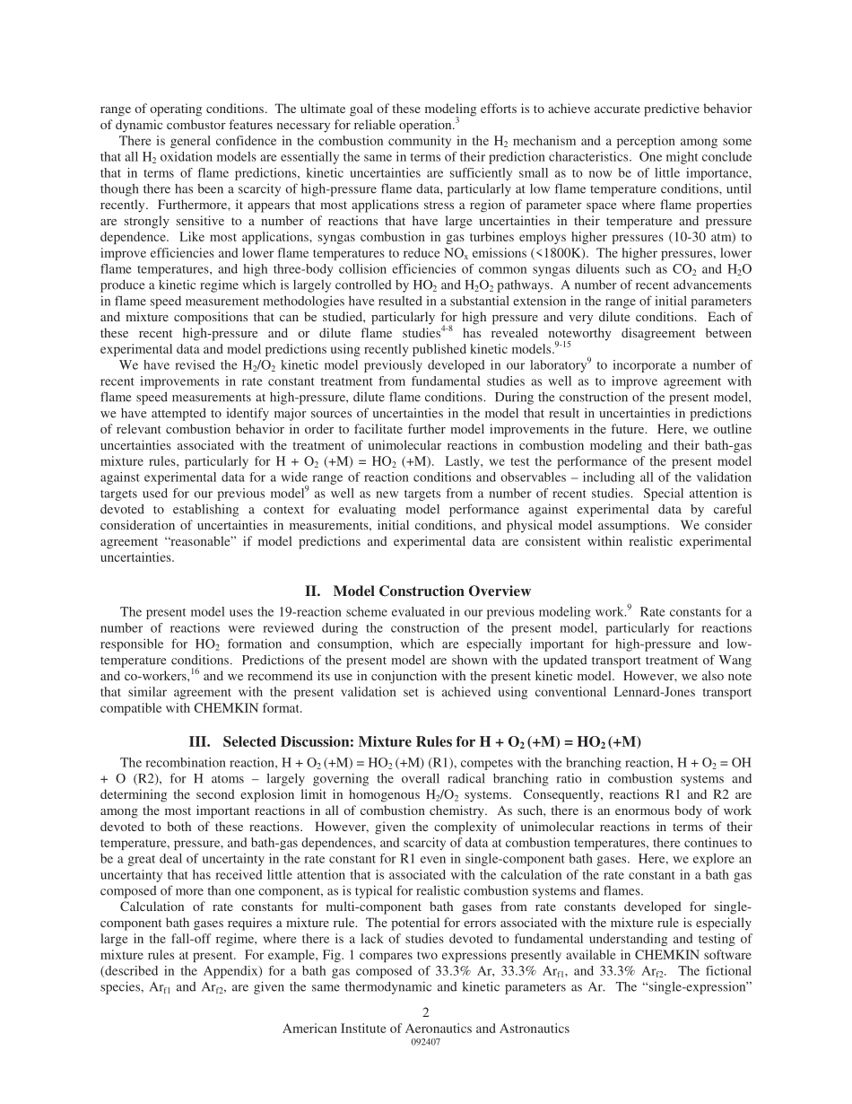AIAA-2011-93 Kinetic modeling of the H2 O2 reaction in high pressure flames.pdf_第2页