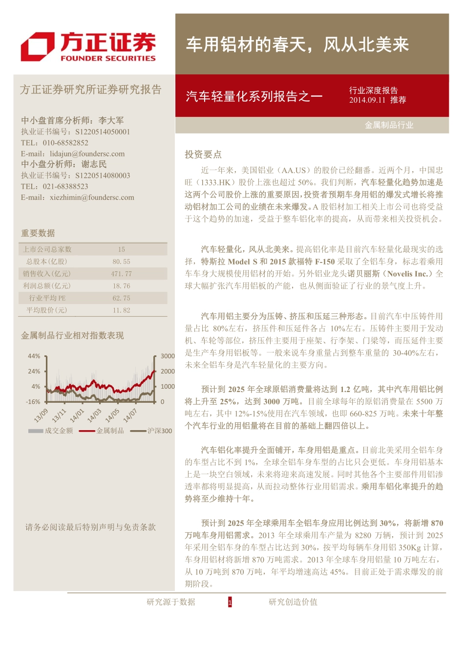 20140911-鏂规璇佸埜-閲戝睘鍒跺搧琛屼笟-姹借溅杞婚噺鍖栫郴鍒楁姤鍛婁箣涓€锛氳溅鐢ㄩ摑鏉愮殑鏄ュぉ锛岄浠庡寳缇庢潵.pdf_第1页