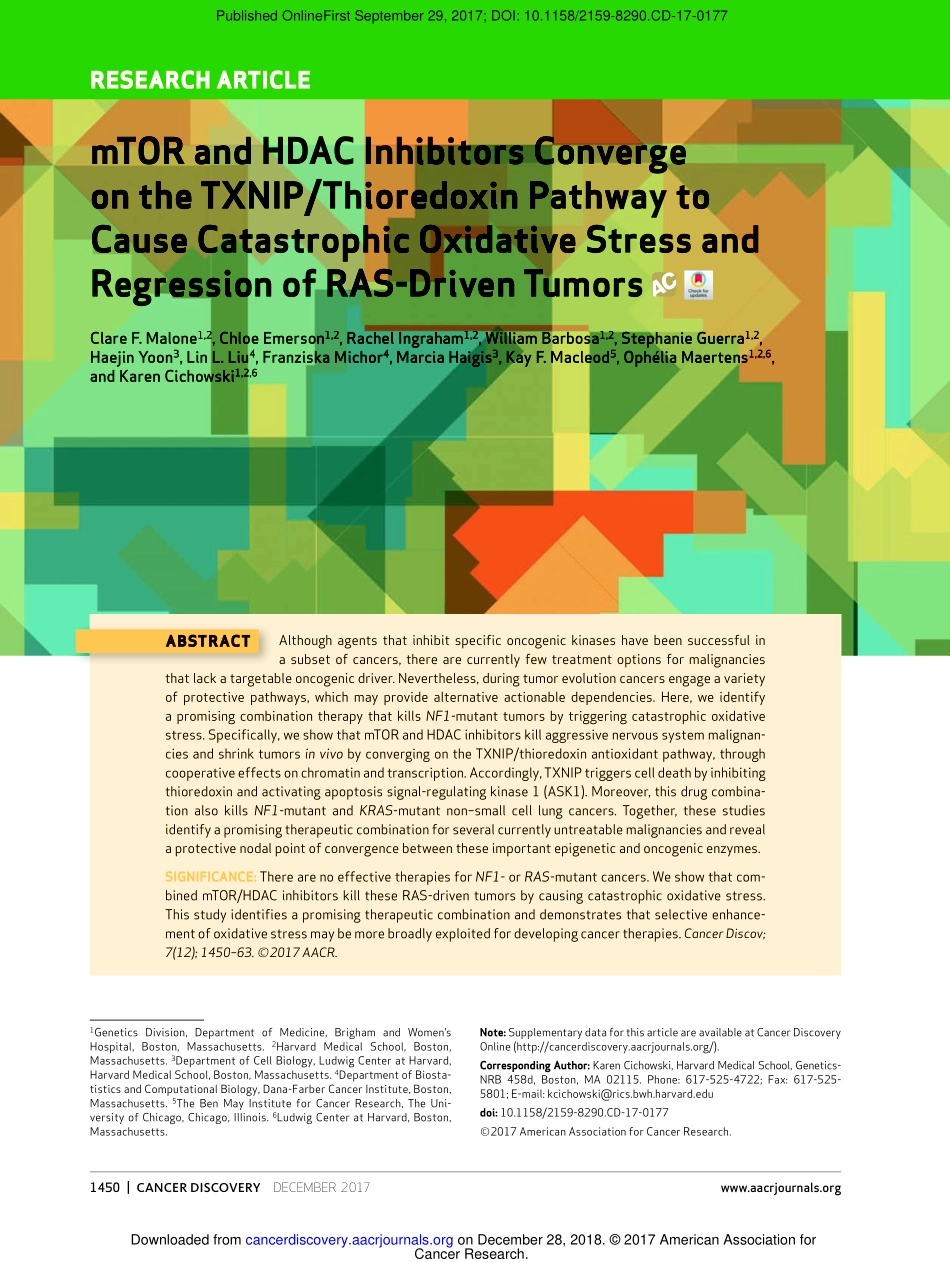 2017-Malone-mTOR and HDAC Inhibitors Converge.pdf_第1页