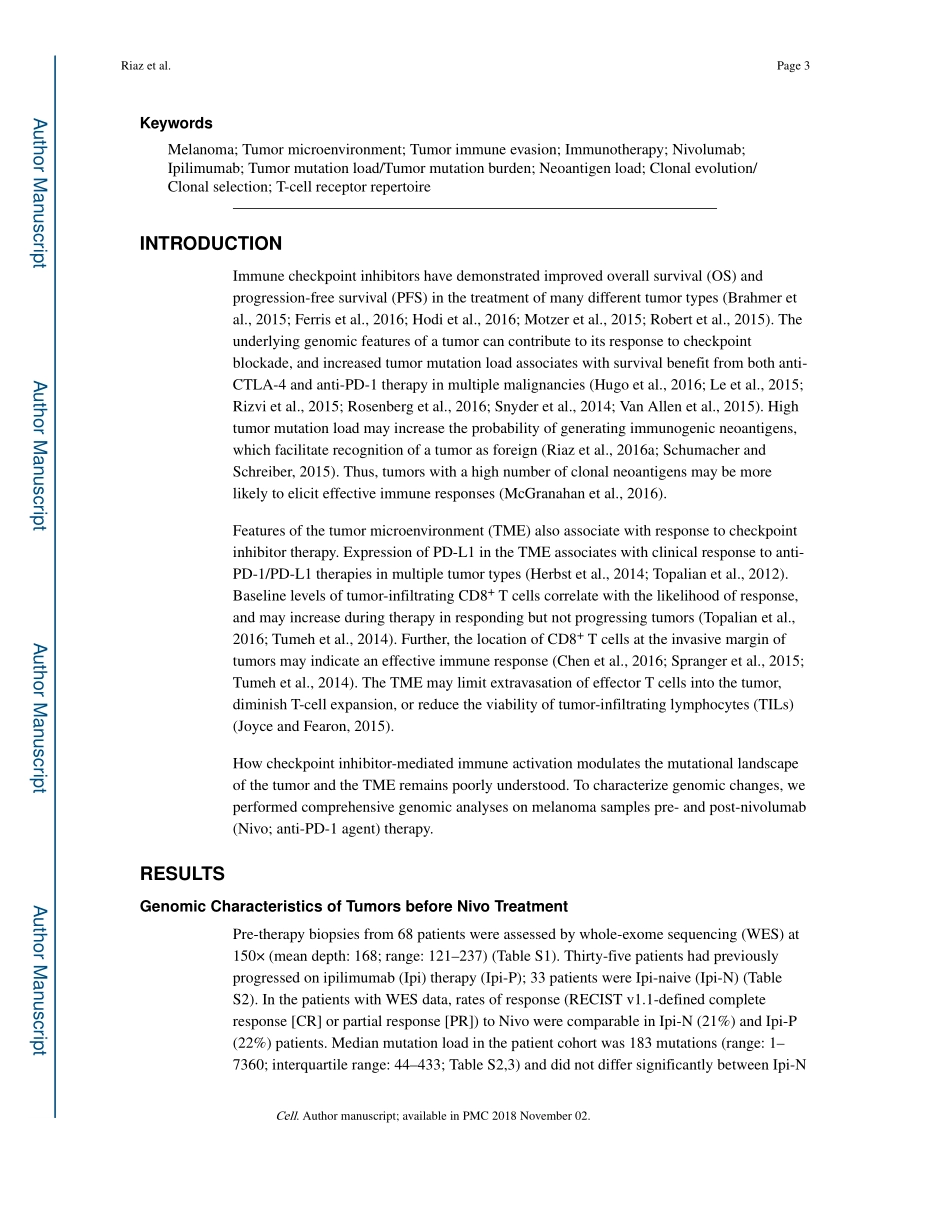 2017-Riaz-Tumor and Microenvironment Evolution.pdf_第3页