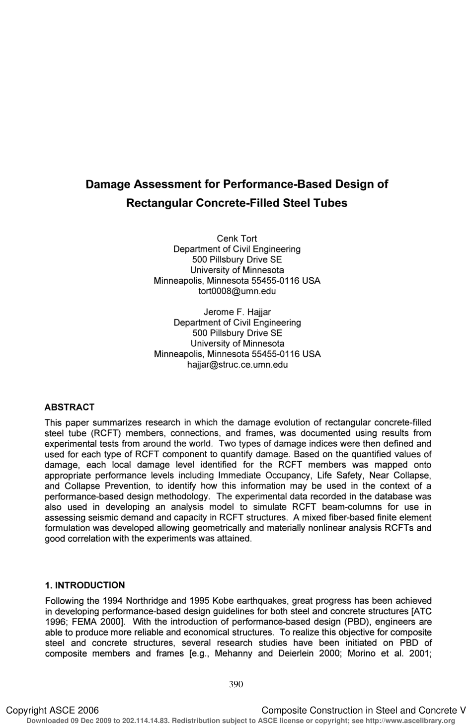 Damage assessment for performance-based design of rectangular concrete-filled steel tubes.pdf_第1页