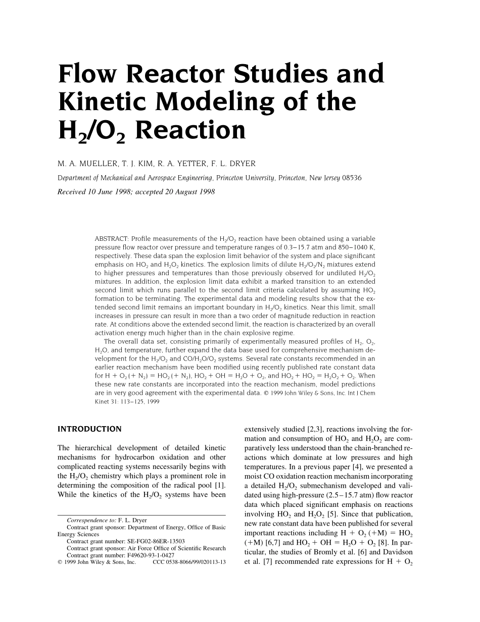flow reactor studies and kinetic modeling of the H2 O2 reaction.pdf_第2页