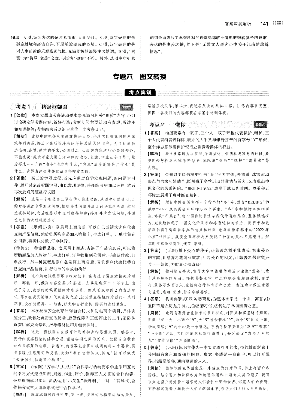 专题6图文转换-考点集训 模拟集训 真题集训-答案.pdf_第1页