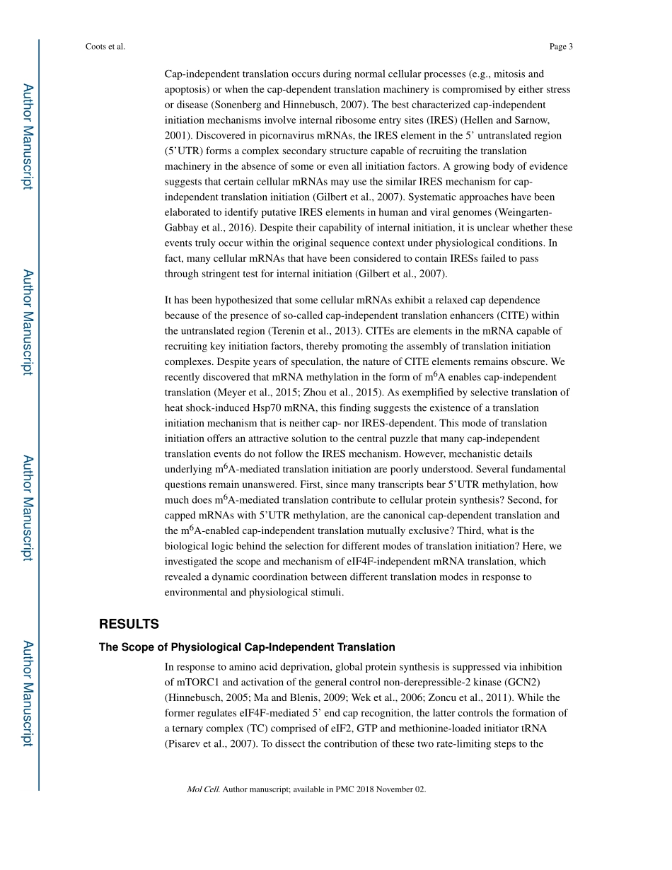 翻译调控：m6A Facilitates eIF4F-Independent mRNA Translation.pdf_第3页