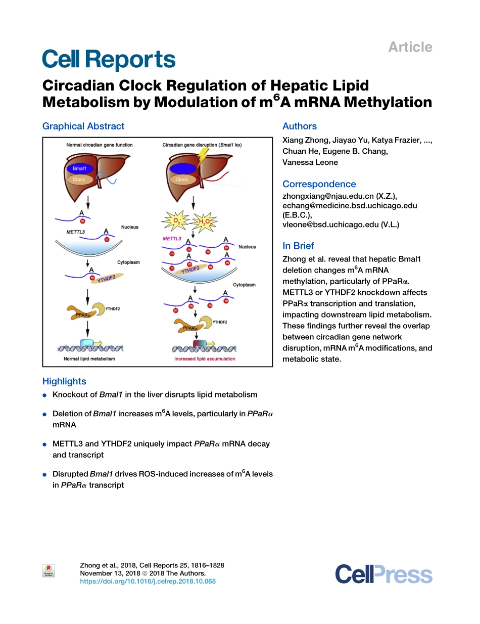 生物节律调控：Circadian Clock Regulation of Hepat.pdf_第1页