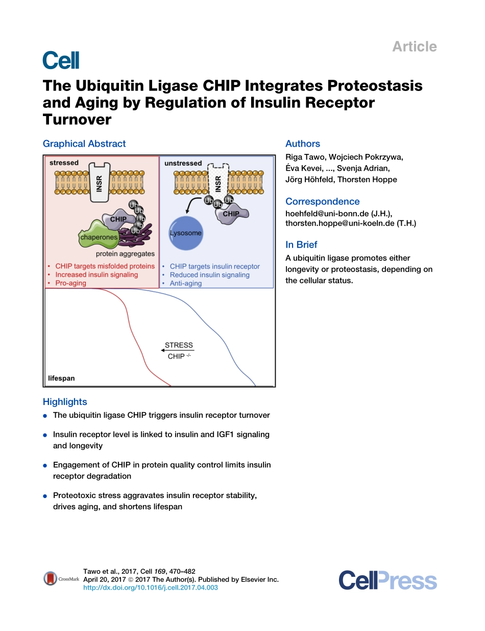 Tawo-2017-The Ubiquitin Ligase CHIP Integrates.pdf_第1页