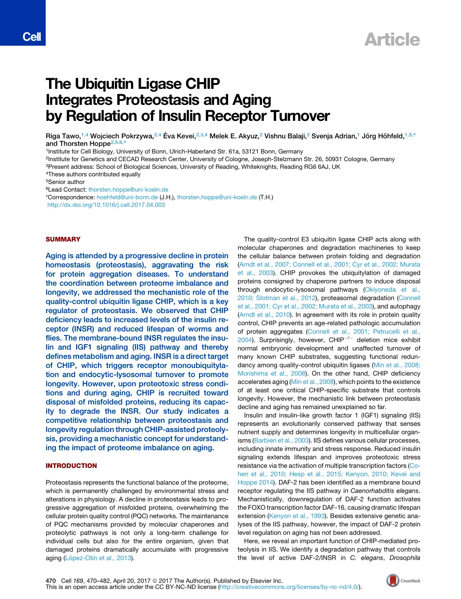 Tawo-2017-The Ubiquitin Ligase CHIP Integrates.pdf_第2页