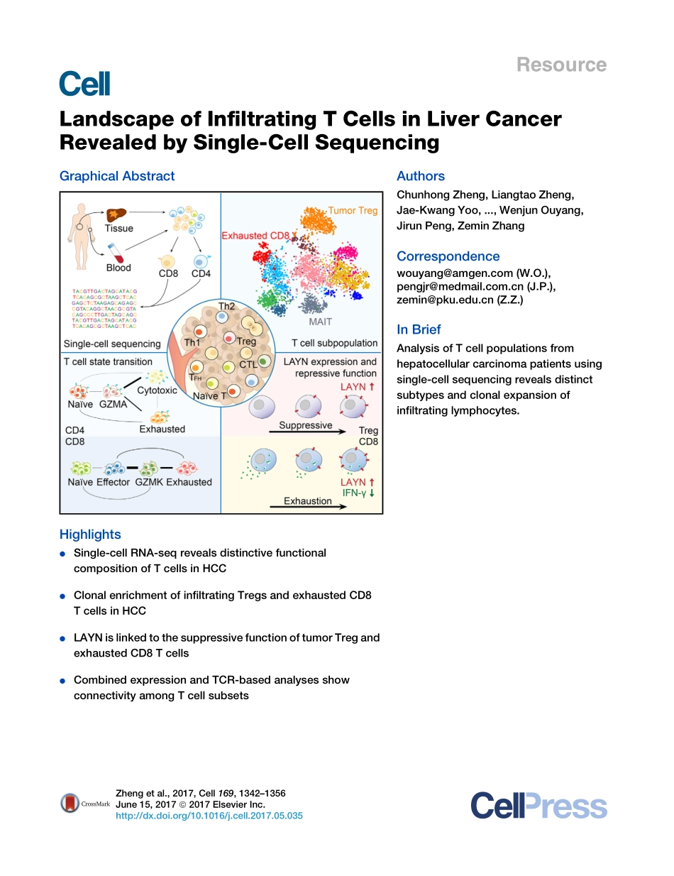 Zheng-2017-Landscape of Infiltrating T Cells i.pdf_第1页