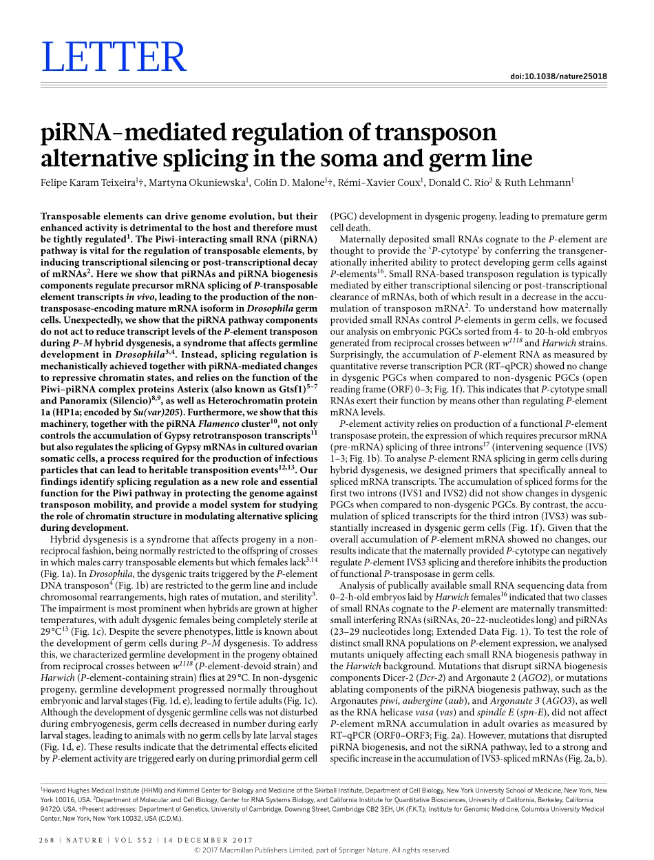 2017-Teixeira-piRNA-mediated regulation of tra.pdf_第1页