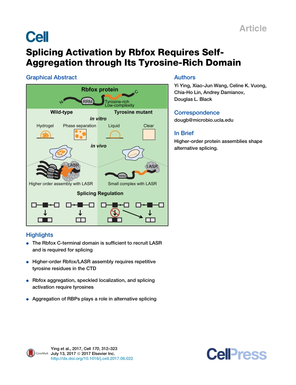 2017-Ying-Splicing Activation by Rbfox Require.pdf_第1页