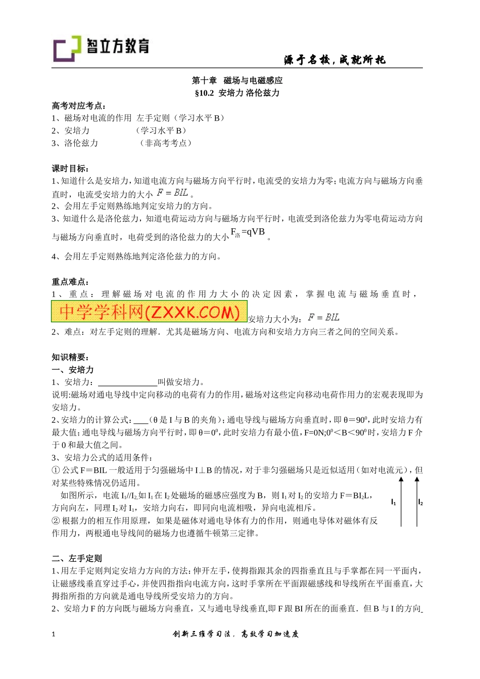 10.2-安培力 ※洛仑兹力-(姜超超）.doc_第1页